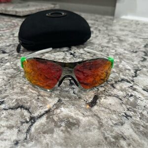 EVZero Oakley sunglasses Red lenses and Green & white Sports Sunglasses
